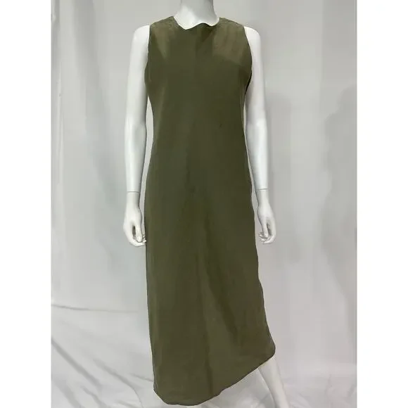 Everlane 'The Linen' Green Bias Cut Dress Size 2 - Picture 2 of 5